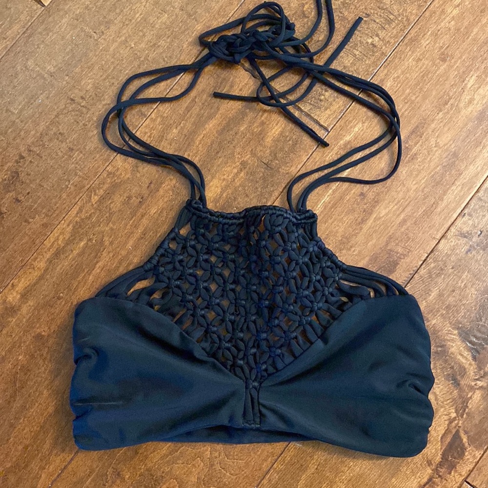 Mikoh Black Lanikai Woven Bikini Top Sz Small - Picture 2 of 4